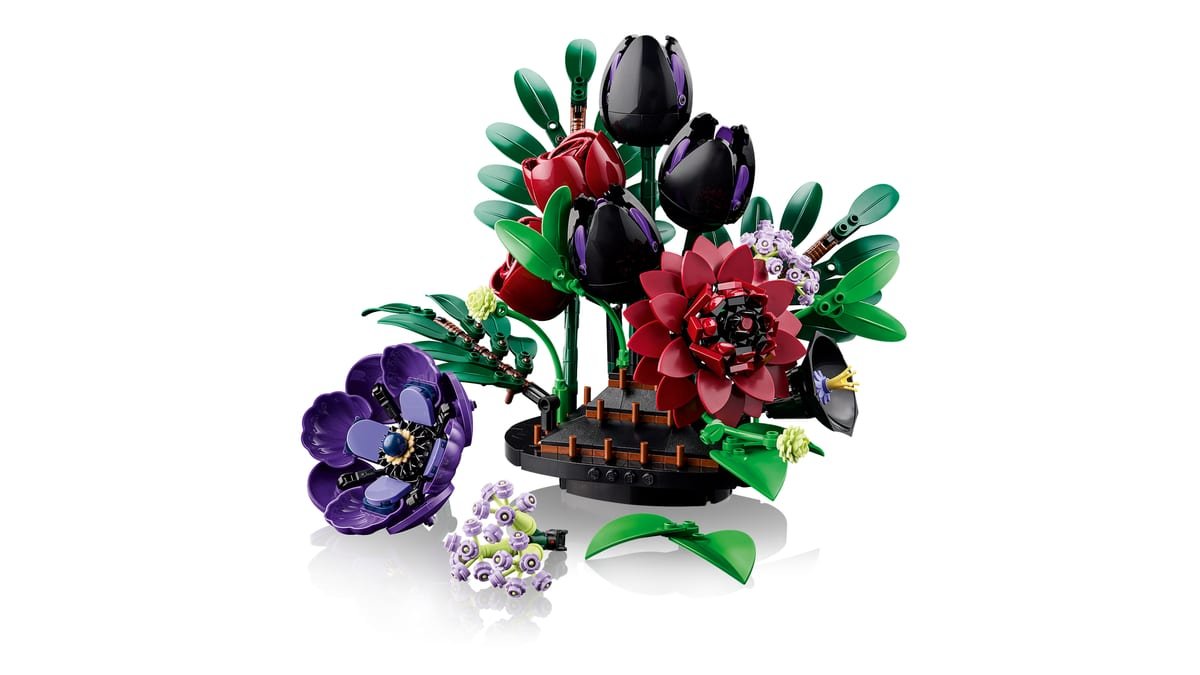 Les tiges modulaires de la composition florale LEGO
