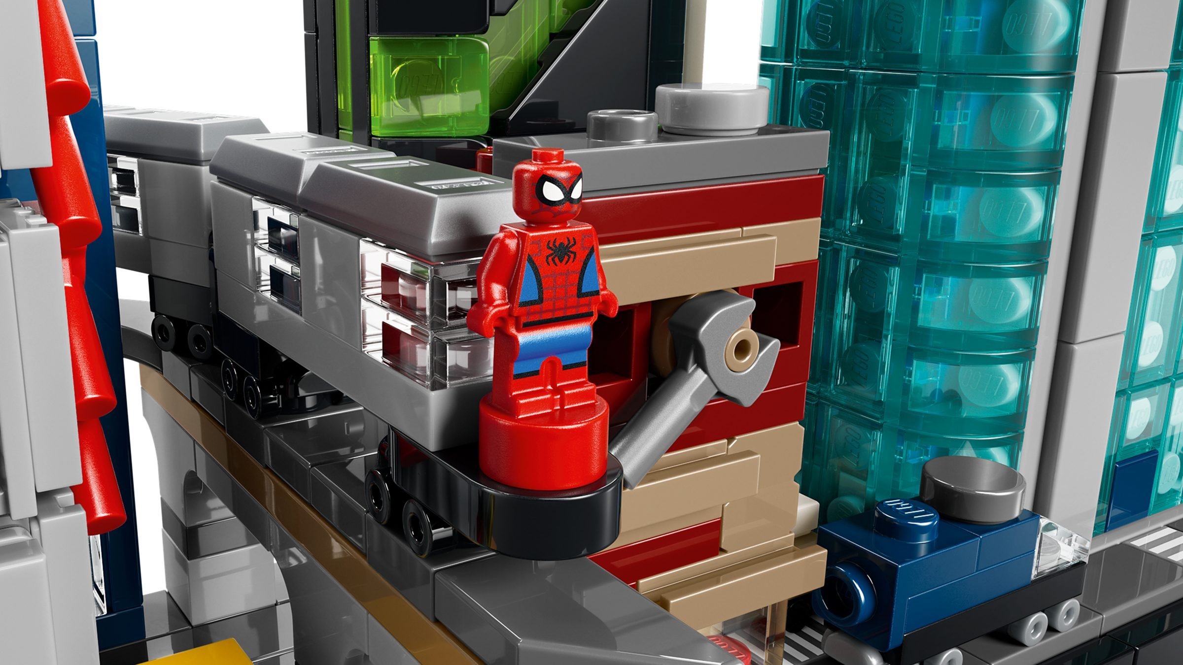 La figurine trophée de Spider-Man sur la rame de métro du Panorama de Marvel