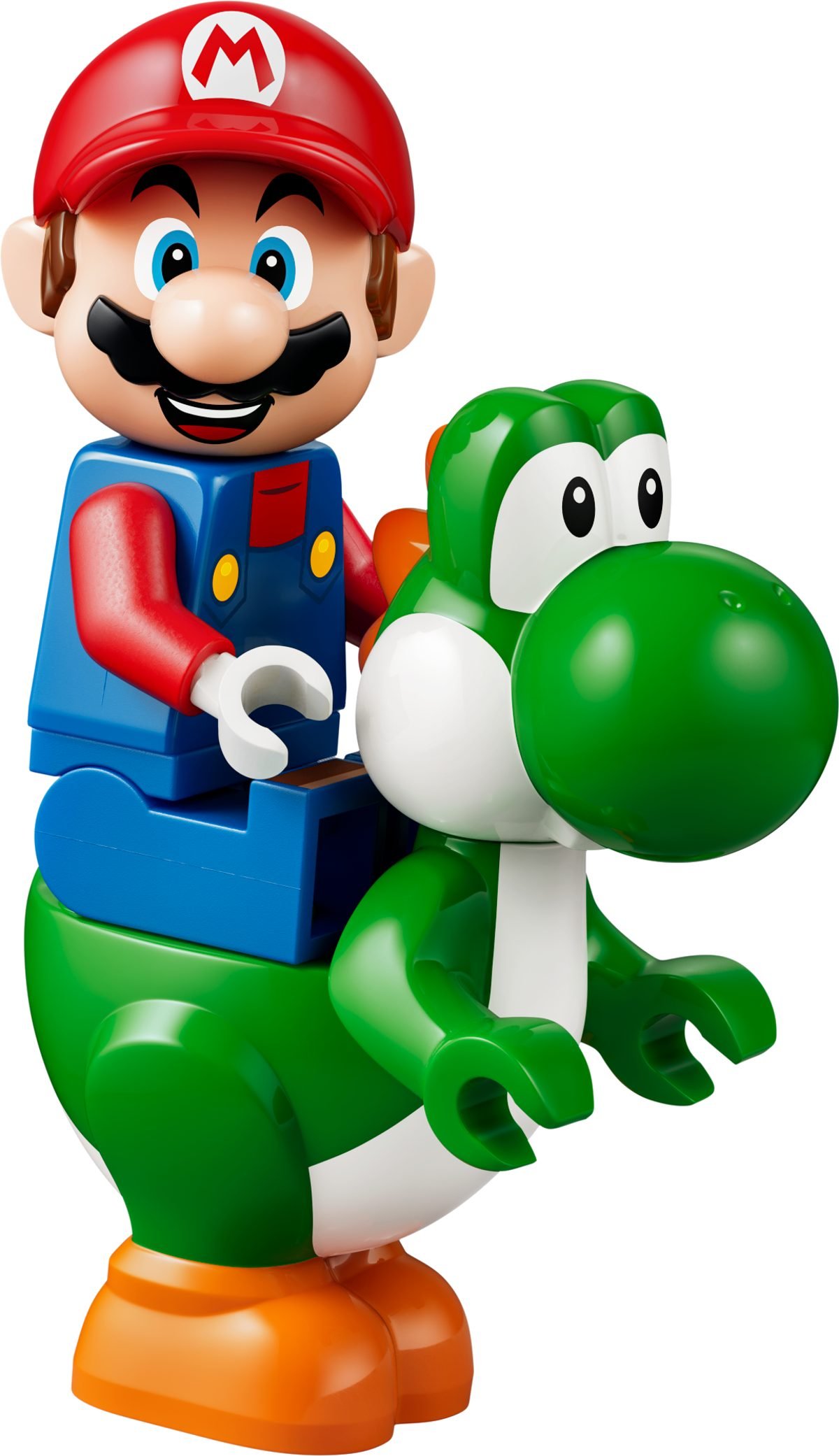 Mario assis sur le dos de la grande figurine de Yoshi du set 72057