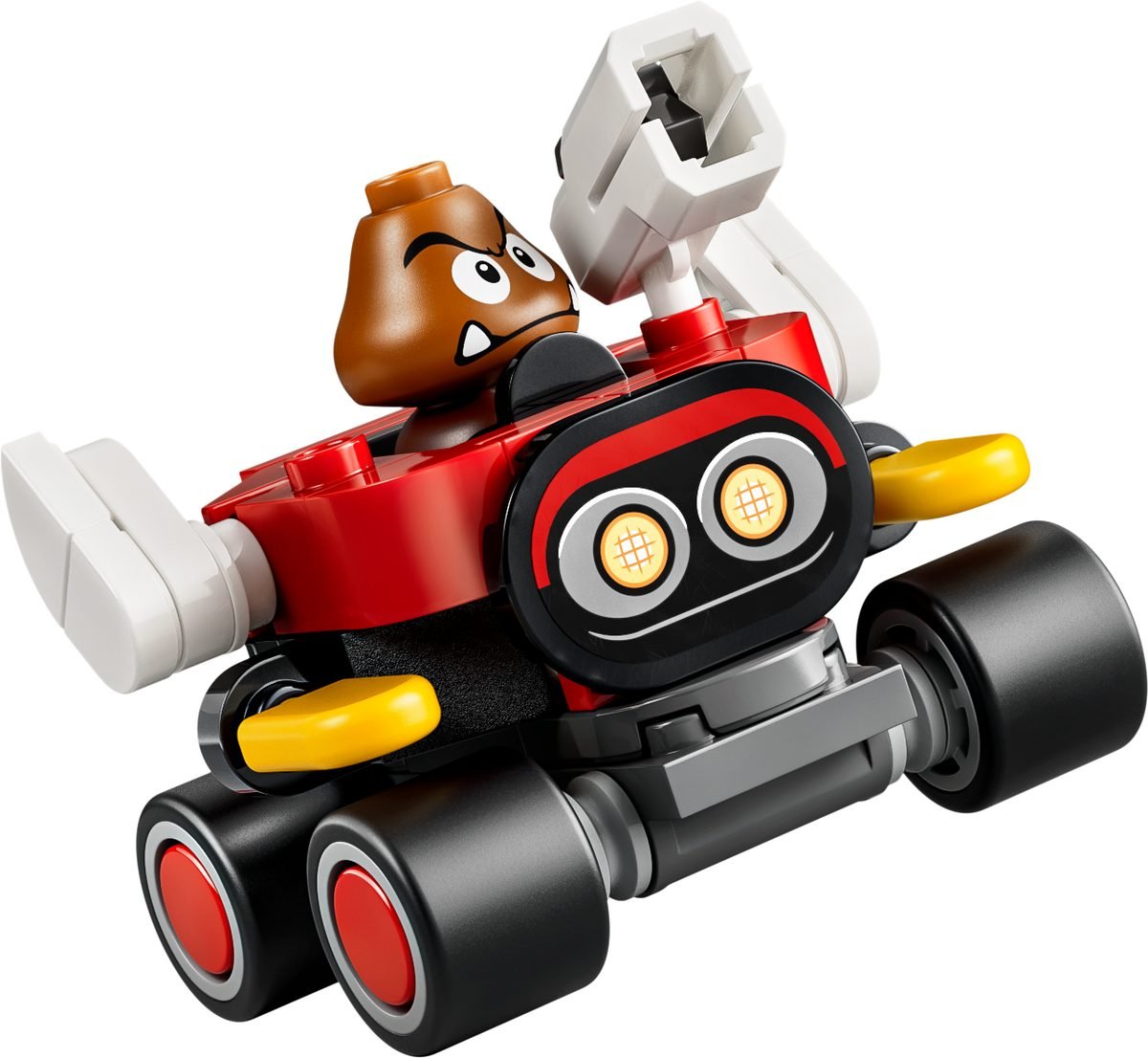 Le Goomba du set 72058 dans sa machine rouge aux deux phares ronds