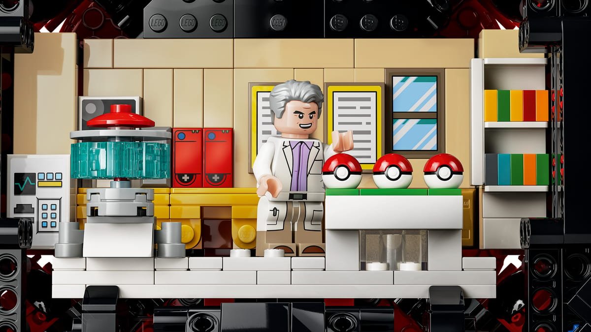 Le laboratoire du Professeur Chen reconstitue dans la partie superieure de la Poke Ball