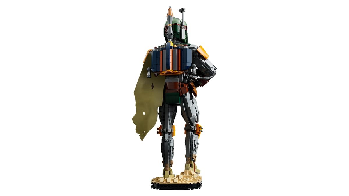 La figurine LEGO Boba Fett de dos, cape et jetpack visibles