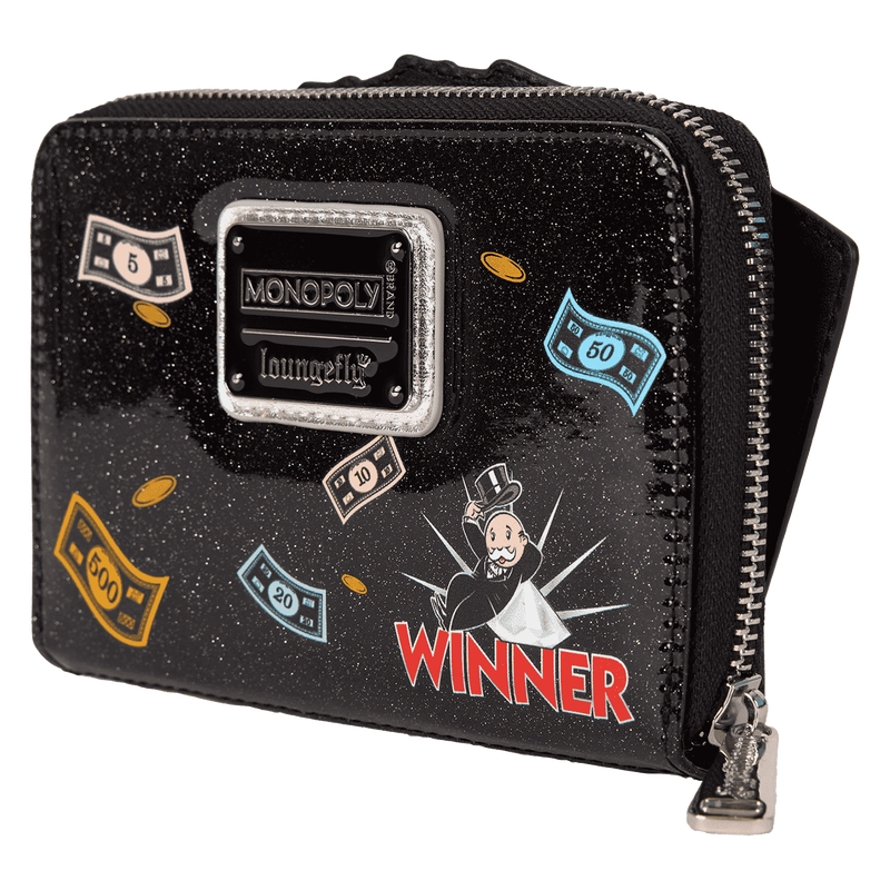 Portefeuille Loungefly Monopoly : Monopoly 90th Anniversary Money Glitter Zip Around Wallet