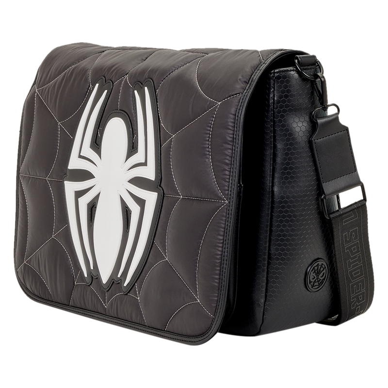 Sac Loungefly Marvel : Spider-Man Black & White Suit Quilted Messenger Crossbody Bag