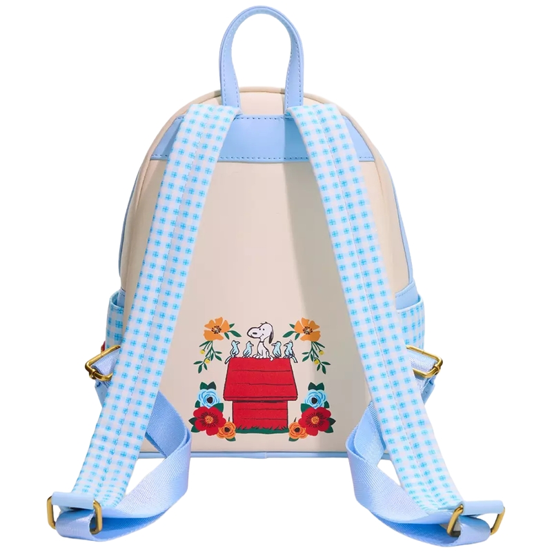 Mini sac à dos Loungefly Snoopy : Peanuts Snoopy Doghouse Floral Gingham Mini Backpack