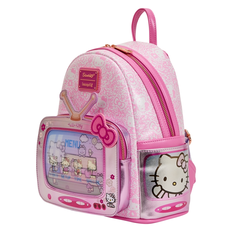 Mini sac à dos Loungefly Sanrio : Sanrio Exclusive Hello Kitty Vintage TV Lenticular Mini Backpack with Coin Bag