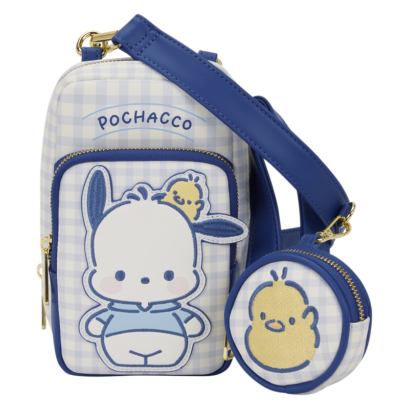 Sac Loungefly Sanrio : Sanrio Pochacco Gingham Cell Phone Crossbody Bag with Coin Bag