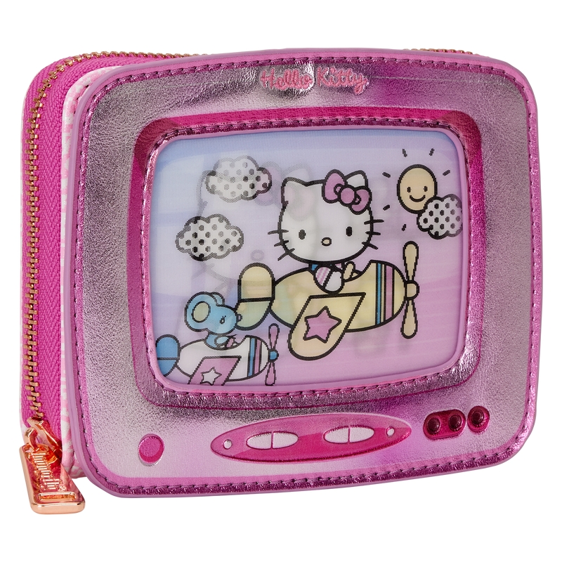 Portefeuille Loungefly Sanrio : Sanrio Exclusive Hello Kitty Vintage TV Lenticular Zip Around Wallet