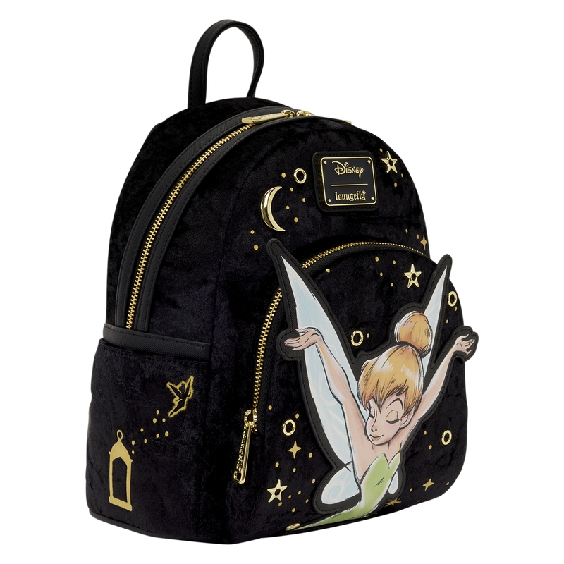 Loungefly Disney : Fée Clochette - Pixie Dust - Mini sac à dos en velours - Idéal pour enfants et adultes - Sacs à collectionner