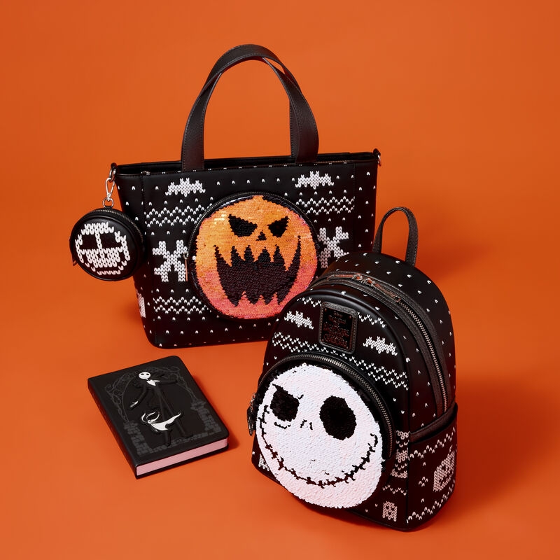 Tote bag Loungefly Disney : The Nightmare Before Christmas Jack Skellington Reversible Sequins Tote Crossbody Bag with Coin Bag