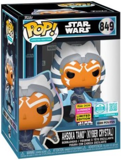 La boîte de la figurine POP Ahsoka Tano Kyber Crystal numéro 849, exclusivité du San Diego Comic-Con 2026