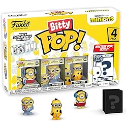 Funko Bitty Pop! Minions - Roller Skating Stuart 4PK - Roller Skating Stuart, Pajama Bob, Kung Fu Kevin et Une Mini-Figurine Mystère en Surprise - 2.2 Cm - Minions 2 Collectionnable