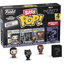Funko Bitty Pop! Marvel - Loki 4PK - Loki, Black Panther, Iron Man (VII) et Une Mini-Figurine Mystère en Surprise - 2.2 Cm - Marvel Comics Collectionnable - Étagère Empilable Incluse