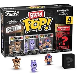 Funko Bitty Pop! Five Nights at Freddy's (FNAF) - Freddy 4PK - Freddy, Bonnie, Balloon Boy et Une Mini-Figurine Mystère en Surprise - 2.2 Cm Collectionnable - Étagère Empilable Incluse