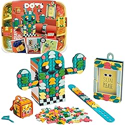 LEGO 41937 Dots Multi-Pack Ambiance Estivale – Set de 4-en-1 avec Bracelet, Cadre Photo, Accessoire de Sac et Pot à Crayon, Accessoires Scolaires DIY pour Enfants
