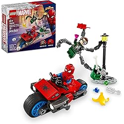 Lego Marvel Motorcycle Chase : Spider-Man vs. Doc Ock, Jouet à Construire pour Enfants avec tireurs de Clous et Web Blasters, 2 Figurines Marvel, Jouet Super héros, Cadeau pour garçons et Filles âgés