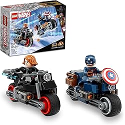 LEGO Marvel Black Widow & Captain America Motorcycles 76260 BuildableToy for Kids Ages 6-8, Marvel Playset Based on The Avengers: Age of Ultron Movie with a Captain America Bike and 2 Minifigures