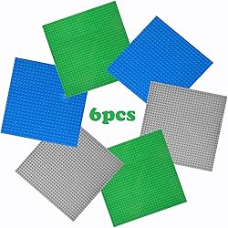 Lot de 6 Plaques de Base pour Lego Classic Compatible avec Toutes Marques - Plaque de Base - 25.5x25.5cm, Mutlicolore(Vert-Bleu-Gris)