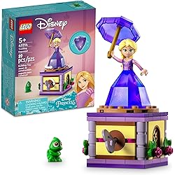 LEGO Disney Princesse Twirling Raiponce Bâtiment Jouet 43214, avec robe diamant, mini poupée et Pascal Le caméléon, Wind Up Jouet Raiponce, jouet de collection Disney pour filles et garçons
