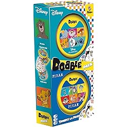 Asmodee - DOBBLE : Super Pack Disney et Pixar - Jeux de société - Jeu de Cartes, rapidité et Observation - Jeu Famille et Enfants à partir de 6 Ans - 2 à 8 Joueurs - Version française