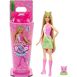 Barbie Reveal Pop Doll and Accessories, Shakes Series, Scented Rabbit and Pet Style Doll, 8 Surprises Including a Colour Changing Function