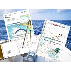 Flash-Tide - Pack Permis Hauturier Complet (Manuel Cours et Tests + Carte + Règle Cras + Compas Droit)