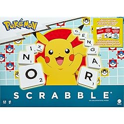 Mattel Games Scrabble - Pokemon Board Game - Family Words Game with Two Ways to Play - Contains 50 Challenge Cards with Pokemon Characters for 24 Players - German Version HXT28