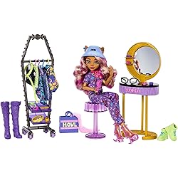 Monster High Clawdeen Wolf Fashion Studio Set with Clawdeen Wolf Doll and Over 20 Play Elements, Children's Toy, Ages 4 and Above, HKY70 