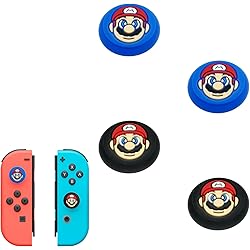 Haofun Joystick Cap for Nintendo Switch 2 (2025), 4 Pieces Silicone Joystick Thumb Stick Grips Cap Protective Case, Improve the Game Experience (for Mario Avatar – Blue + Black)  - Haofun