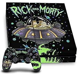 Head Case Designs Officially Licensed Rick and Morty The Space Cruiser Graphics Vinyl Game Sticker Skin Compatible with Sony Playstation 4 PS4 Console and DualShock 4 Controller Bundle  - Head Case Designs
