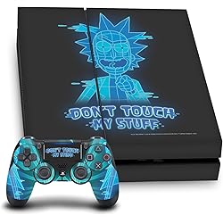 Head Case Designs Officially Licensed Rick And Morty Don't Touch My Stuff Graphics Vinyl Game Sticker Skin Compatible with Sony PlayStation 4 PS4 Console and DualShock 4 Controller Bundle  - Head Case Designs