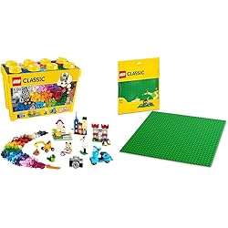 LEGO 10698 Classic The Creative Brick Box Deluxe, Creative Toy & 11023 Classic The Green Building Plate 32x32, Base Base for Construction, Assembly